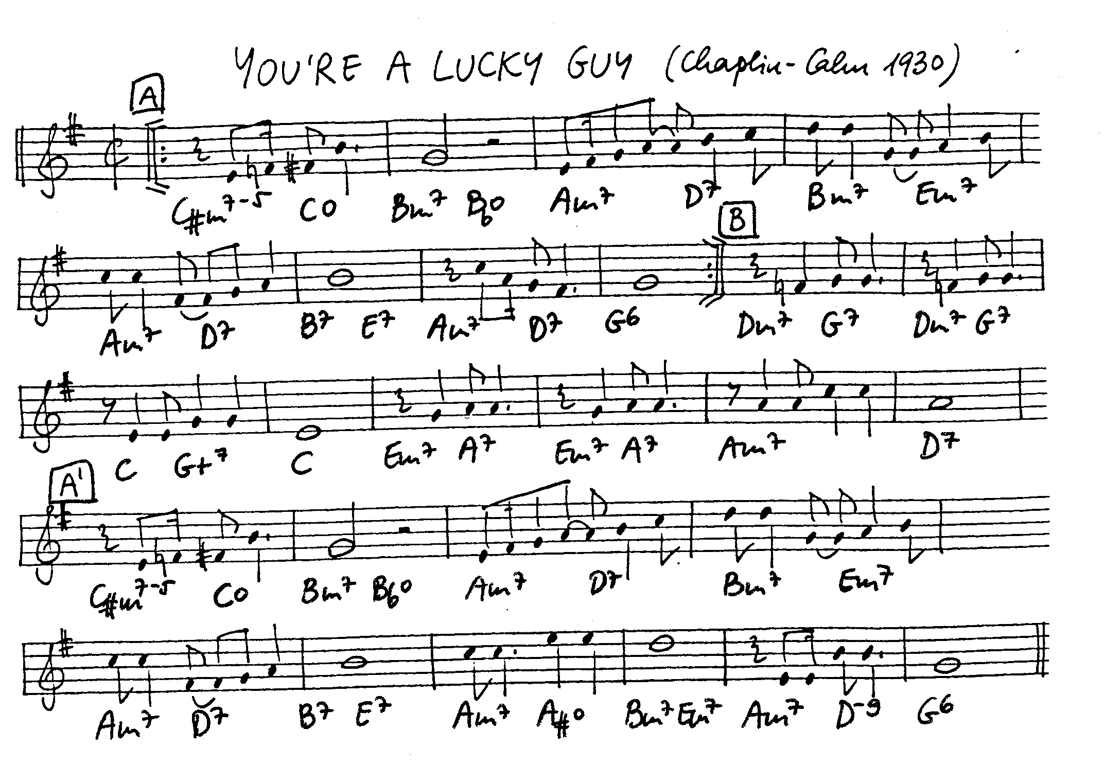 you're a lucky guy leadsheet – book us for your next 20s or gatsby event